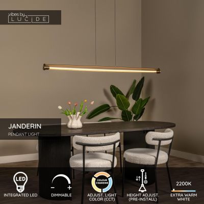 Lucide JANDERIN - Pendant light - LED Dim. - CCT - 2x16,5W 2200K/3300K - Hand Wave Sensor - Champagne Color - Vibes